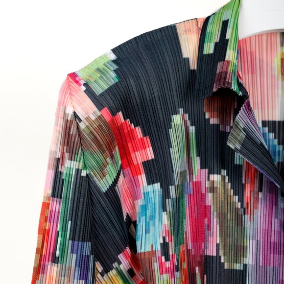 Pleats Please Issey Miyake Archival Pixelated Multicolour Flower Jacket, Size L - Picture 5 of 10